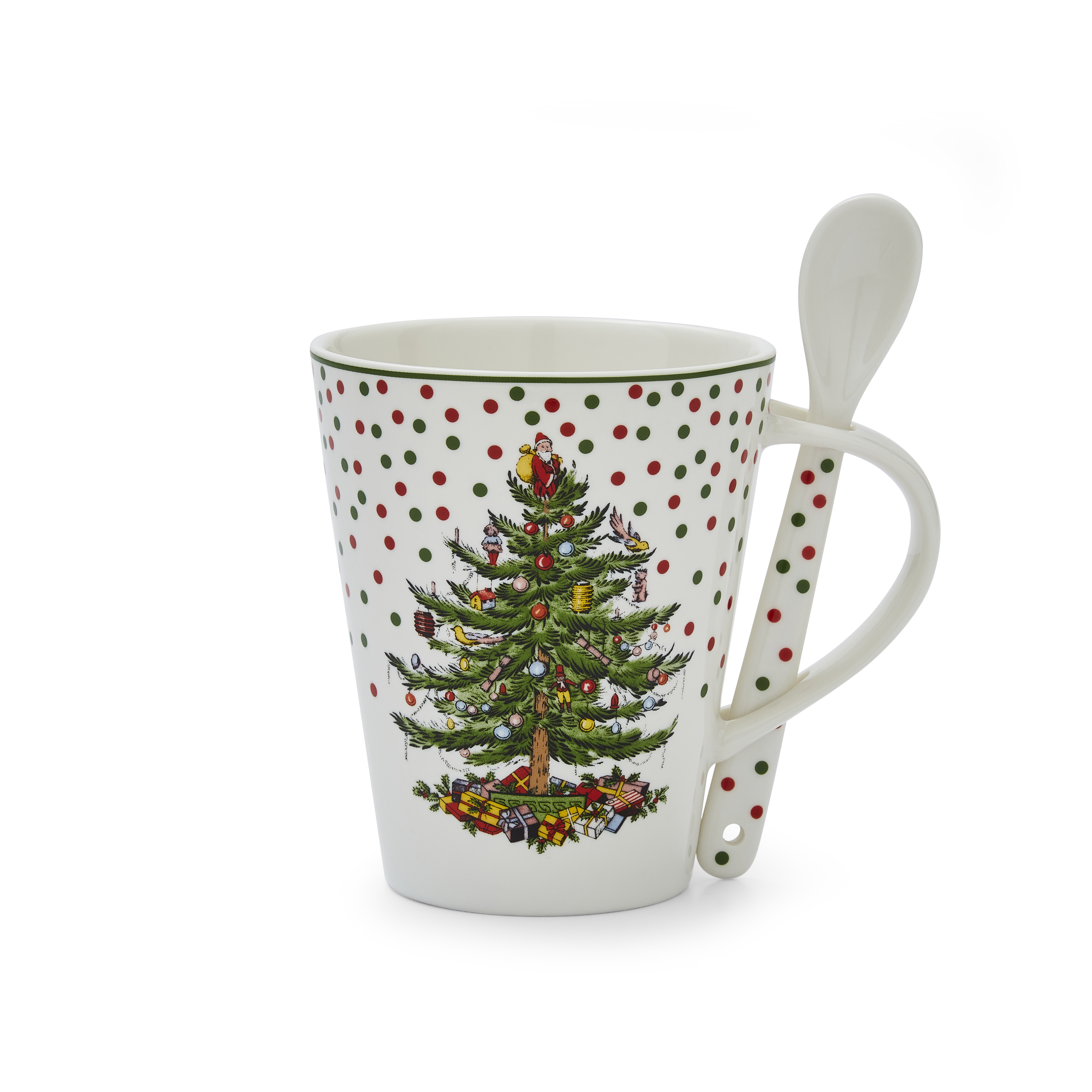 Christmas Tree Polka Dot Mug & Spoon Set image number null